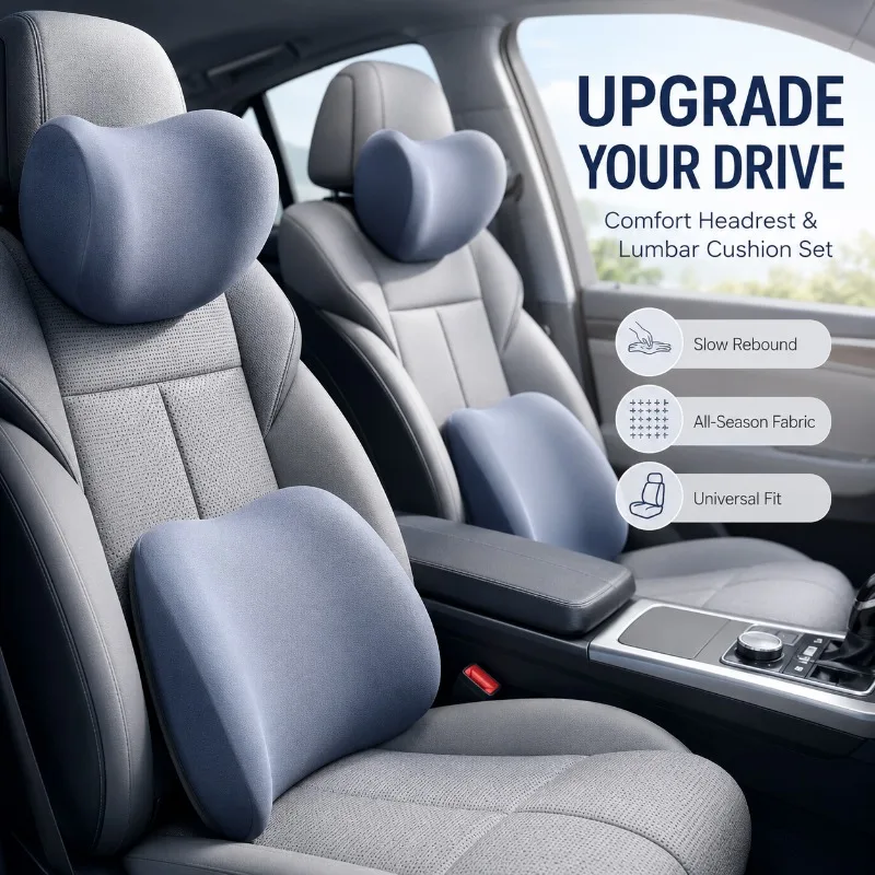 Memory Foam Car Neck Pillow Lumbar Support - 차량용 목베개 메모리폼 자동차 시트 헤드레스트