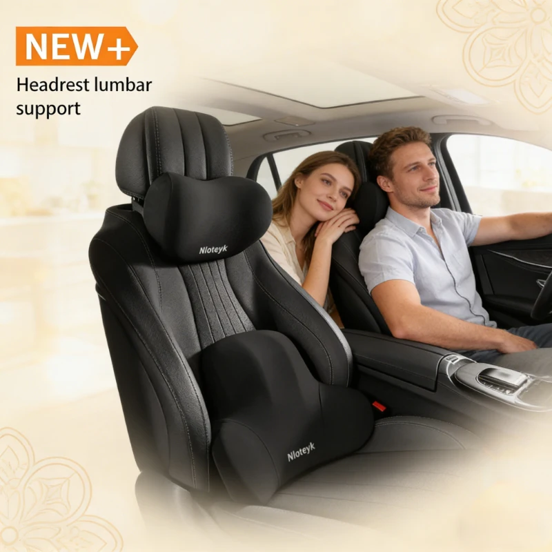 Memory Foam Car Neck Pillow Lumbar Support - 차량용 메모리폼 목베개 & 허리받침 세트,