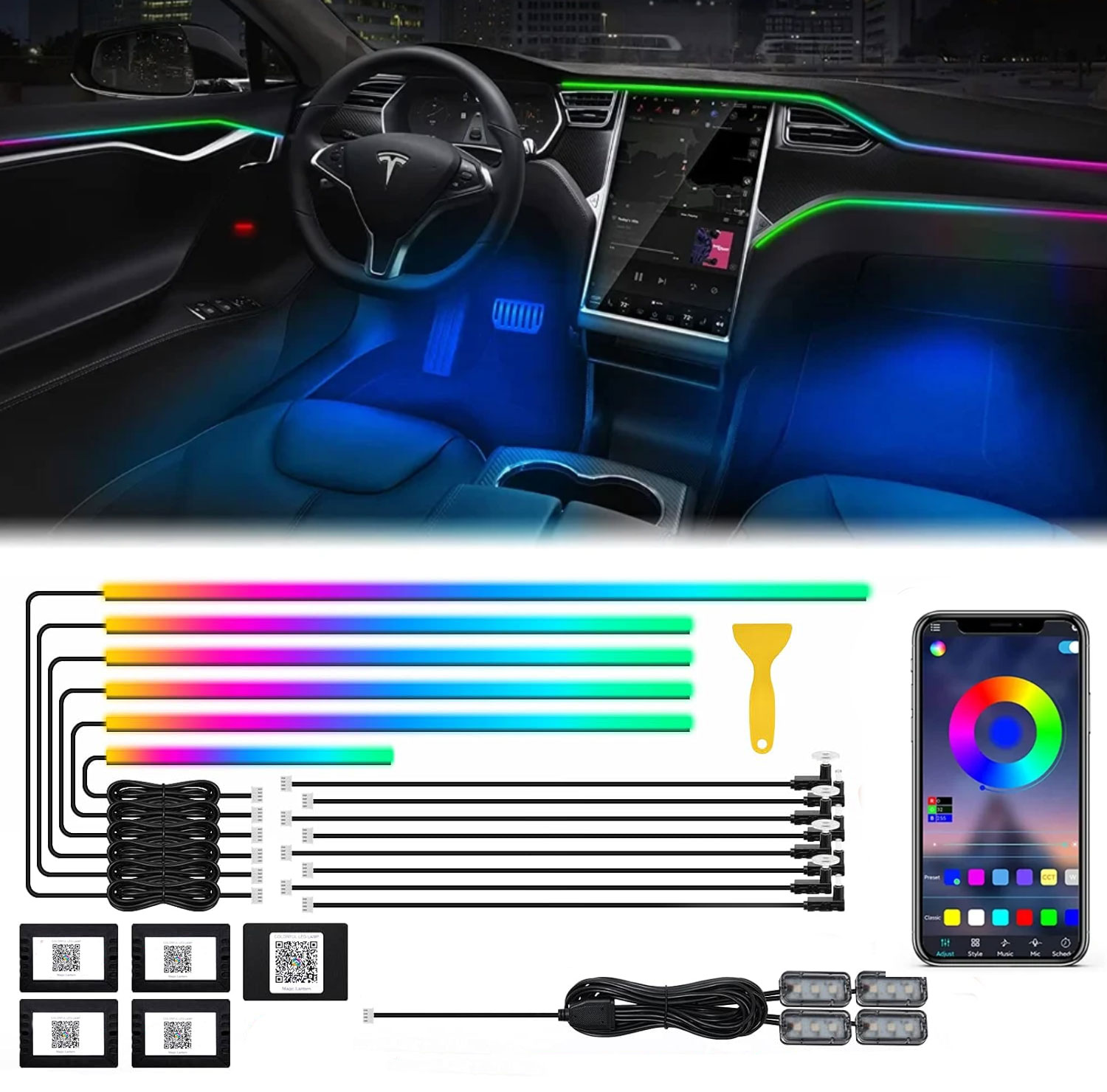 Led Ambient Interior Car Lights App Control - 네온 자동차 인테리어 앰비언트 라이트 앱