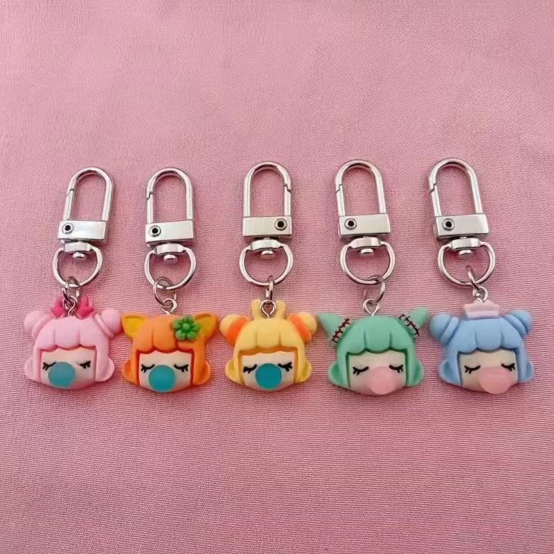 Car Accessories - 5개입 레진 소녀 열쇠고리, 가방 및