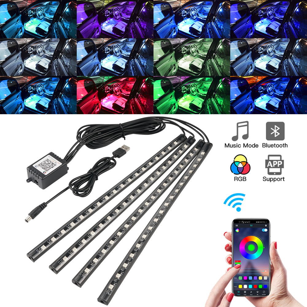 네온 LED 자동차 실내등 APP 음악 원격 제어 RG - Led Ambient Interior Car Lights App Control 리뷰 및 가격